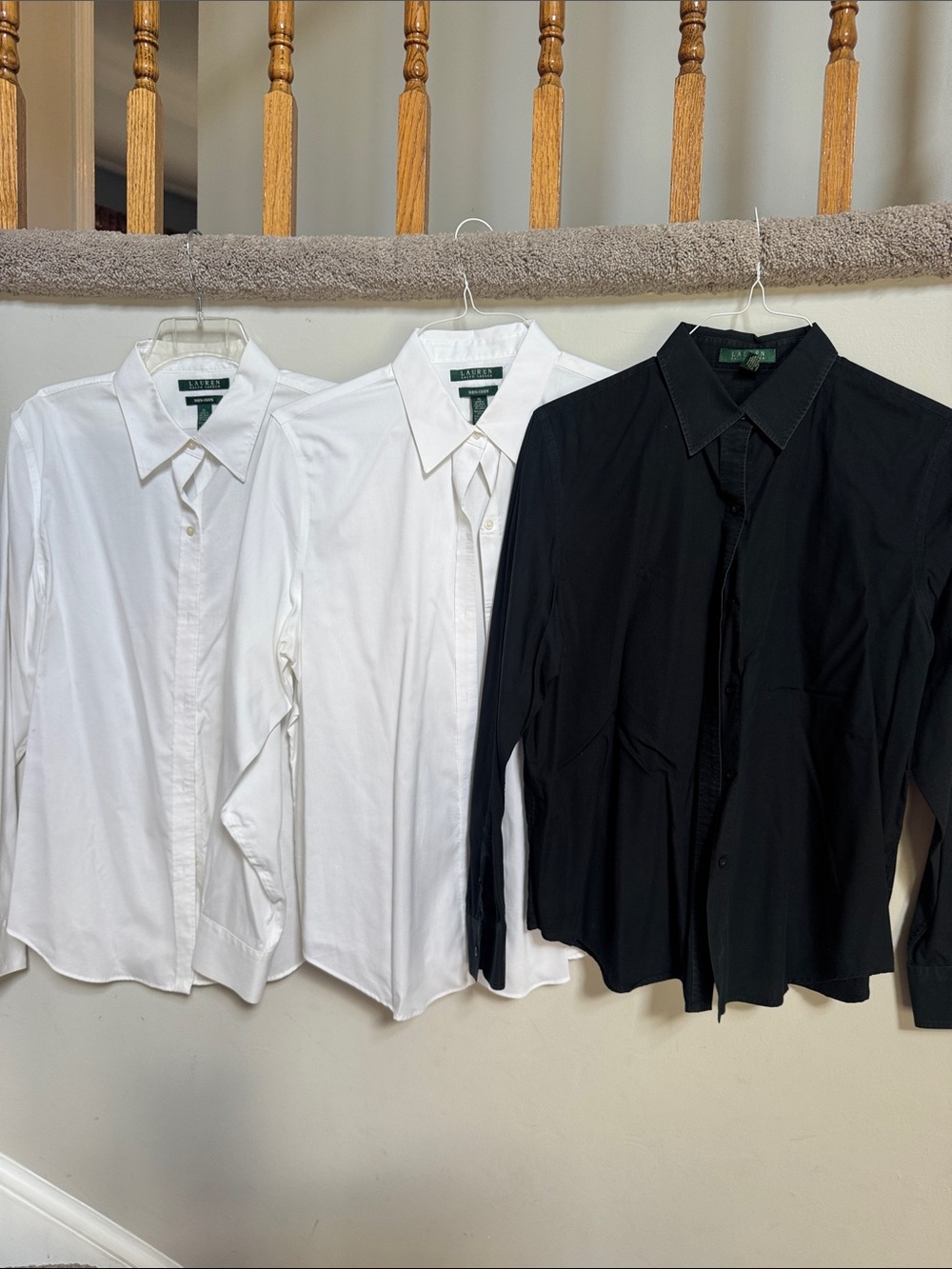 2 White & 1 Black Lauren by Ralph Lauren Button Down Shirts in XL